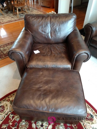 Leather chair with ottoman