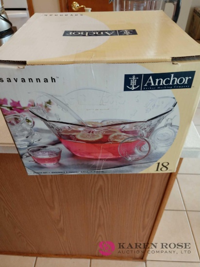 Anchor Hocking punch bowl set