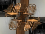 4 - 30” high solid oak swivel bar chairs