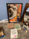 Framed Dr. Seuss poster and other