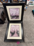 Framed black-and-white sailboat pictures