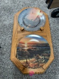 Collectible plates with wood wall mount