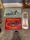 Motorcycle tin art Harley and Indian