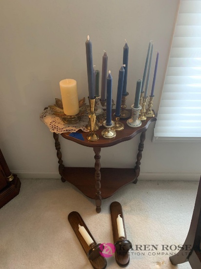 Small entry table and decorative candle sticks