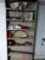 35 in wide by 7 ft tall metal shelf with contents in garage