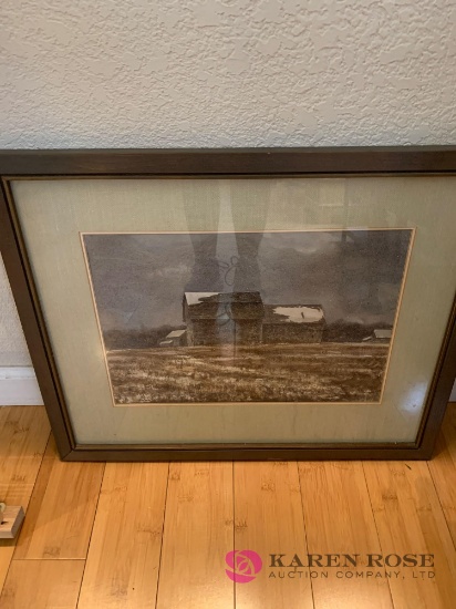 Framed picture old barn