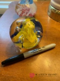 Glass paperweight signed