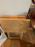 4 wooden TV trays