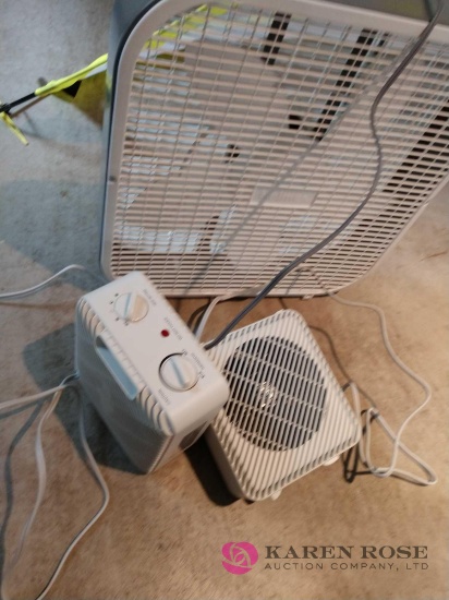 Two heaters and floor fan