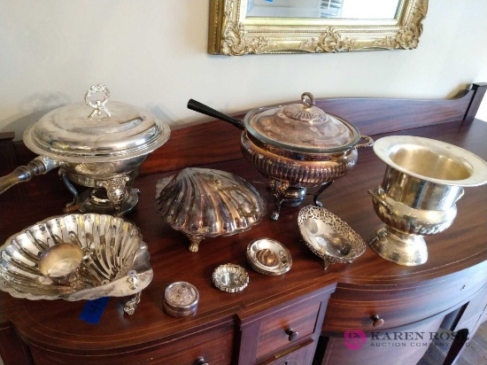 Lot of plated serving items