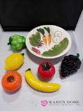 Ironstone Bowl with Glass Fruit
