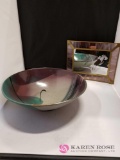 Stained Glass Mirror and Pottery Bowl