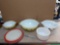 3 vintage Pyrex bowls and dishes