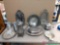 Assorted plated in pewter serving items