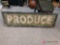 52 by 16 framed tin produce sign