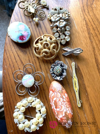 10 costume jewelry pins