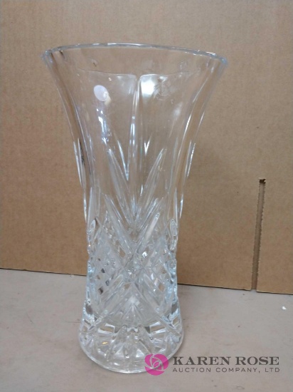 12 inch tall leaded glass vase