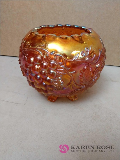 4 inch tall footed carnival glass bowl