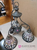 3 leaded glass globe chandelier