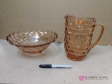 10 inch art glass bowl and pitcher