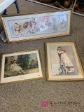 Three framed pictures little girls