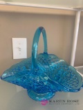 11 inch Fenton basket blue