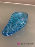 Fenton glass baby shoe blue