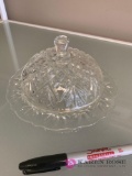 Clear glass candy dish with lid