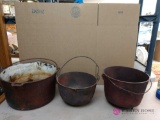 3 cast iron pots