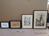 Four various-sized framed pictures