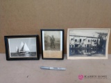 3 vintage pictures one signed