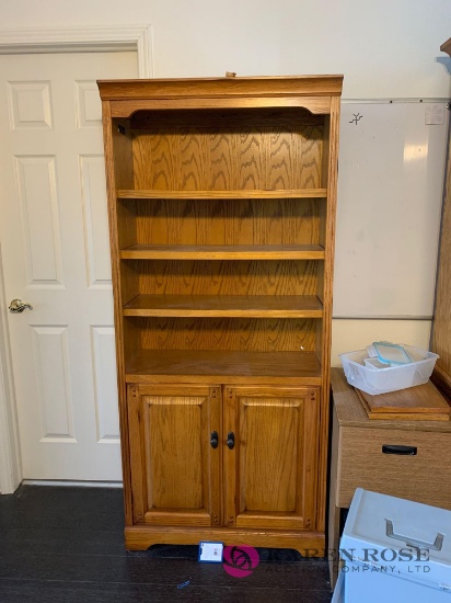 Golden oak matching bookshelves