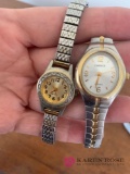 Three ladies watches pearl set costume jewelry