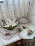 Lot of four vintage painted dishes