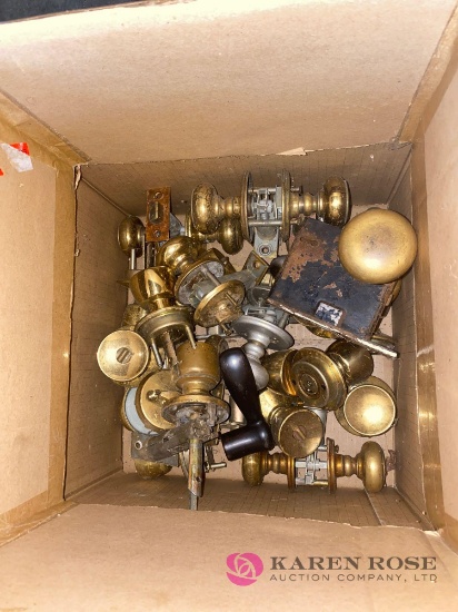 Box of brass takeoff doorknobs