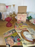 Vintage oil lamps magazines and other miscellaneous