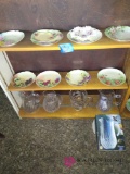 Three Rose decorative plates, glass pictures etc