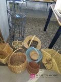 Baskets and wrought iron shelf