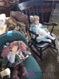 Three chairs porcelain doll other miscellaneous dolls