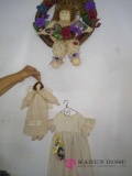 Miscellaneous picture frames handmade dolls and wreath