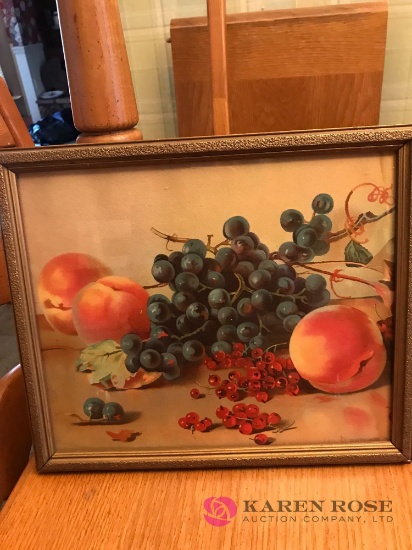 Framed fruit picture signed