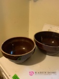 9 inch and 11 inch brown pottery bowl?s