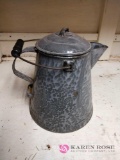 11-in tall enamelware kettle
