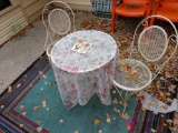 24-in round metal table with 2 chairs