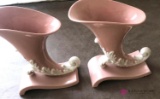 Pair of 7 pink pottery vase