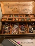 Jewelry box with vintage brooches