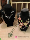 Three vintage costume jewelry necklaces