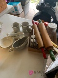 Wooden rollers gravy boats and other kitchen miscellaneous