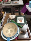 Porcelain pans ,spoon pictures misc items