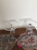 4- glass cakes plates and platters
